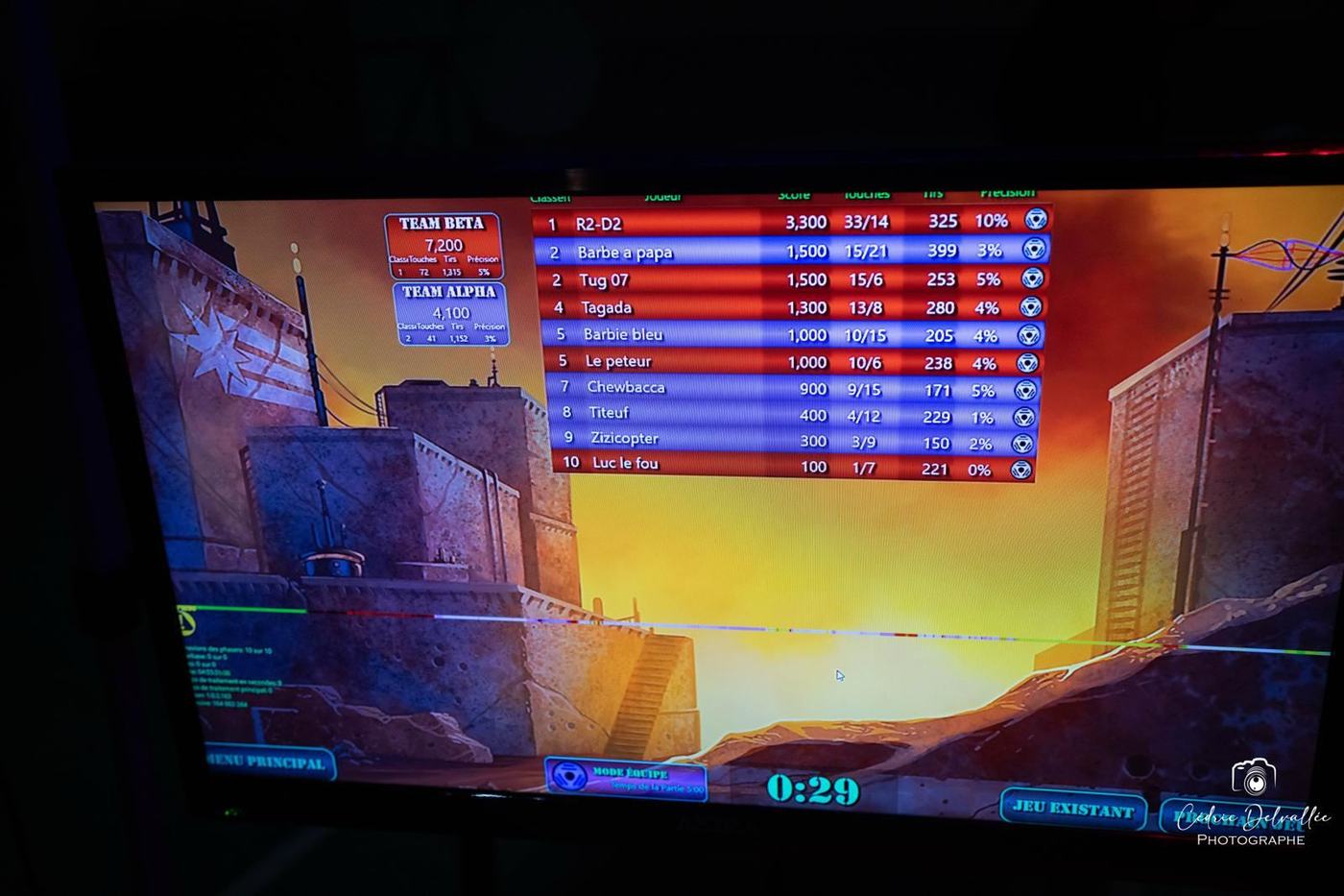 Écran de classement en direct pendant une partie